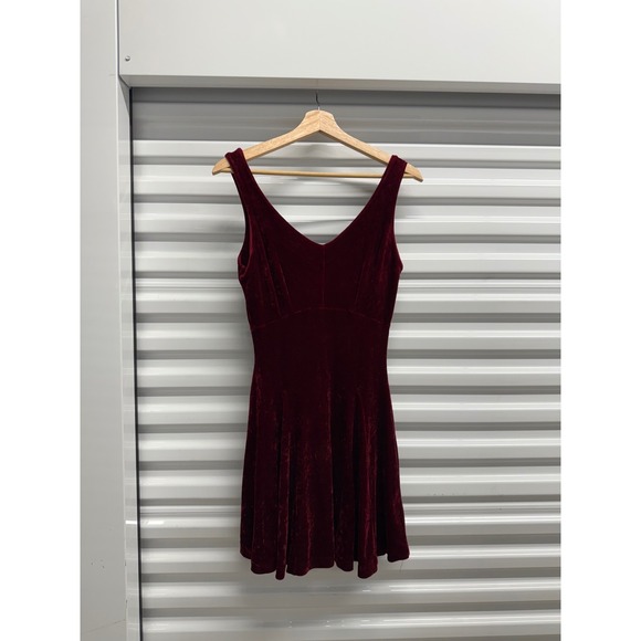 Betsey Johnson Dresses & Skirts - Betsey Johnson Vintage 90's Burgundy Crushed Velvet Skater Dress size L